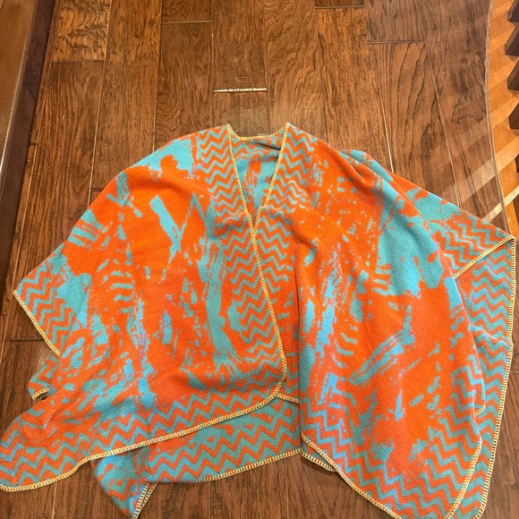 Orange & Teal Patterned Beach Wrap - Picture 2 of 2